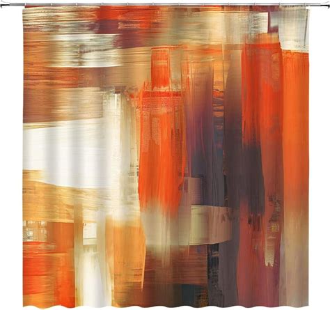 Orange And Gray Shower Curtain Abstract Art Burnt Orange Grunge Style