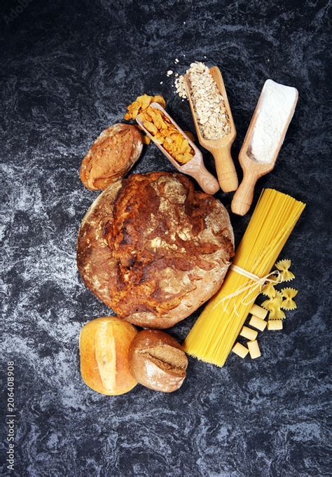 whole grain products with complex carbohydrates Stock Photo | Adobe Stock