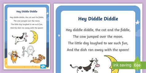 Hey Diddle Diddle Lyrics Poster - Primary Resources - Twinkl