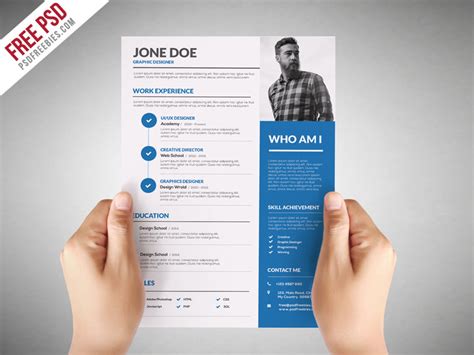 Free Graduate Photo Resume CV Template in Photoshop (PSD) Format ...