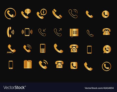 Gold Telephone Icon Royalty Free Vector Image Vectorstock