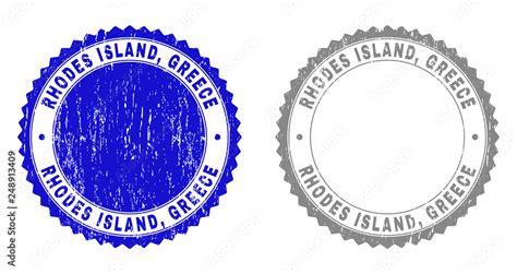 Grunge Rhodes Island Greece Stamp Seals Isolated On A White Background