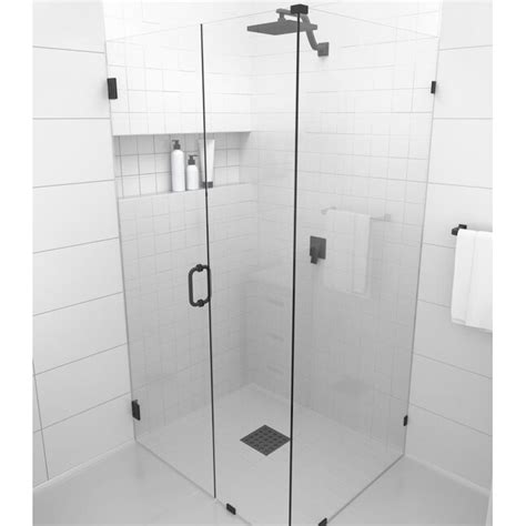 Glass Warehouse Matte Black 47 1 2 In X 78 In Frameless Hinged Soft