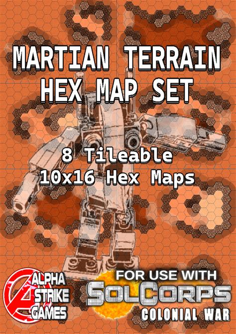 Martian Terrain Hex Map Set Alpha Strike Games Limited Hex Maps Hex Maps Wargame Vault