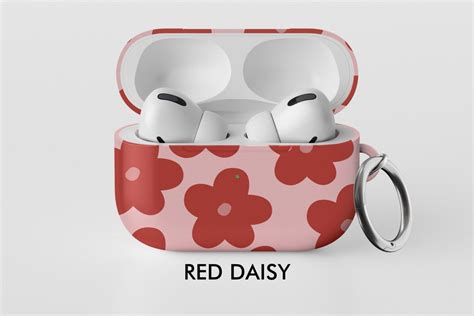 Red Daisy Spring Floral Airpods Pro Gen 2 Case Cute Airpods Pro Case Flower Airpod Gen 3 Case