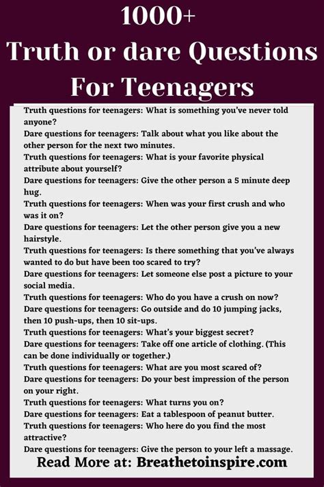 Truth Or Dare Questions For Teenagers Extreme Truth Or Dare Extreme