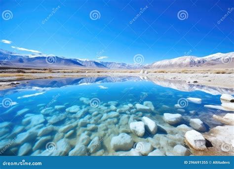 Crystal Clear Hot Spring Mirroring Deep Blue Sky Stock Image Image Of Clear Nature