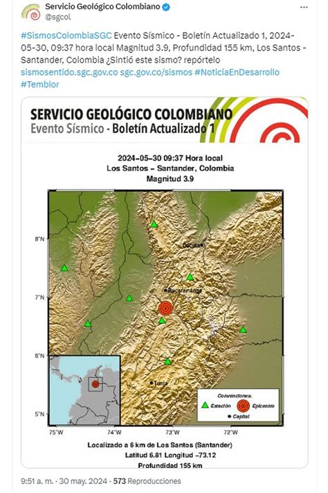 Temblor En Colombia El Jueves 30 De Mayo 2024 Sismos Reportados Por El Servicio Geológico