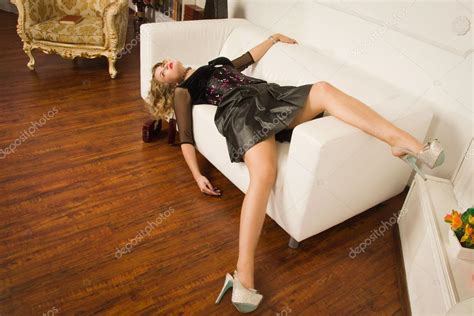 Lifeless Woman Lying On Sofa Stock Photo By Demian 87757990