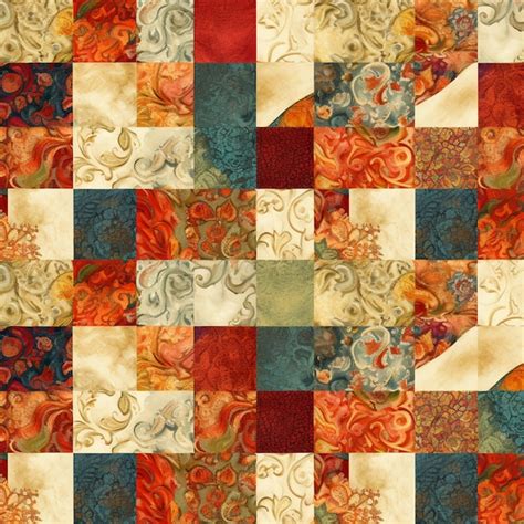 Premium Ai Image A Close Up Of A Patchwork Quilt With A Red And Blue