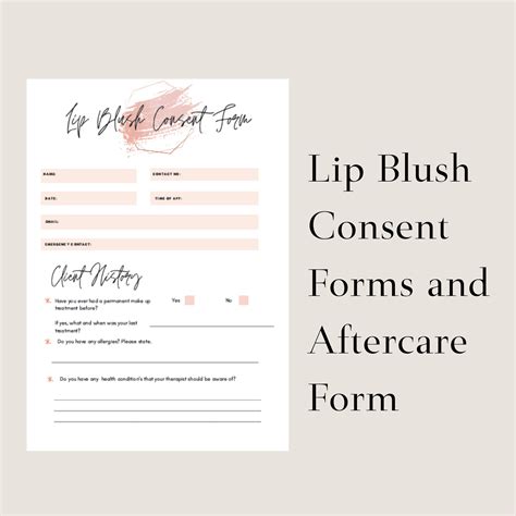 Lip Blush Permanent Makeup Consent And Consultation Form Etsy Uk