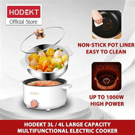 Hodekt Multifunctional Electric Cooker With Steamer Rice Cooker Hot Pot Cooker Non Stick Pan L