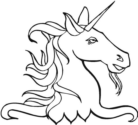 A Head Figure Of Unicorn And Its Long Horn Coloring Page Free