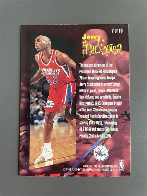 1995 96 Fleer Rookie Phenom Jerry Stackhouse 7 Rookie Rc Ebay