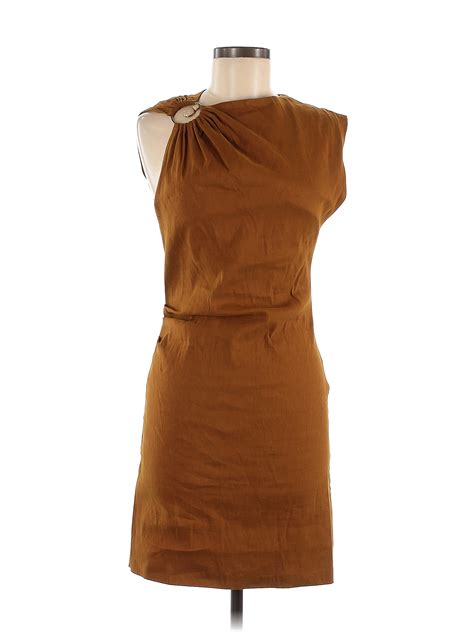 Zara Solid Brown Casual Dress Size M 44 Off Thredup