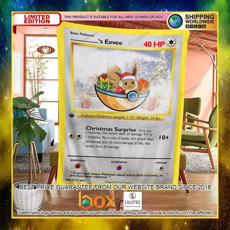 HOT Pokemon Eevee Christmas Custom Luxury Blanket Express Your Unique Style With BoxBoxShirt