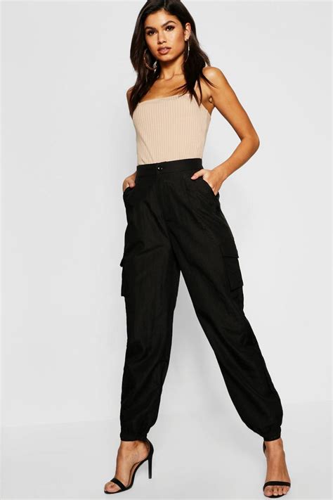 Satin Cargo Trouser Boohoo Uk