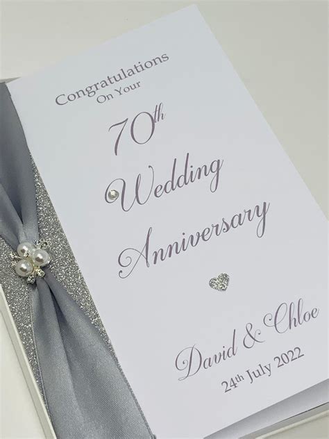 70th Wedding Anniversary Card Platinum 70 Year Seventieth Etsy Uk