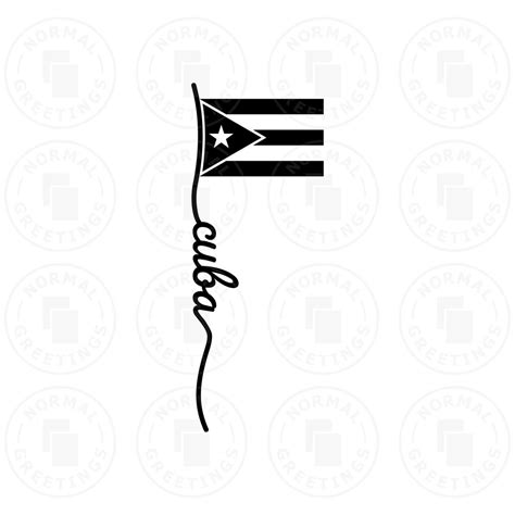 Cuba Flagpole Script Black And White Svg Png Flag Bandera Cubana Cricut