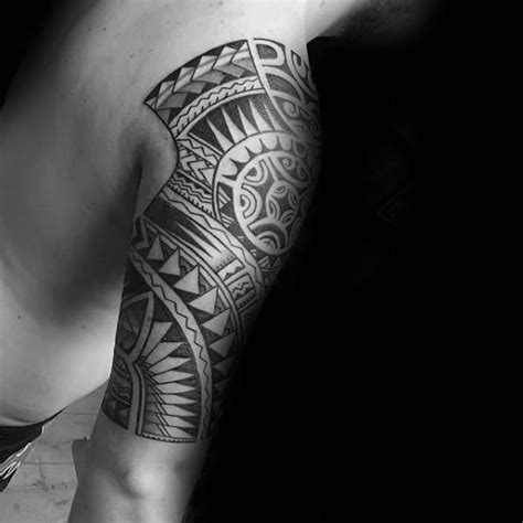 50 Polynesian Half Sleeve Tattoo Designs For Men Tribal Ideas