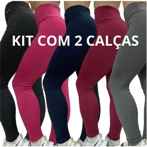 Kit 2 CalÇas Legging Feminina CÓs Alto Suplex Academia Fitness Faz A Boa