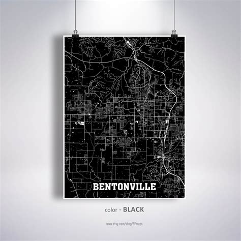 Bentonville Map Print Bentonville City Map Arkansas Ar Usa Etsy