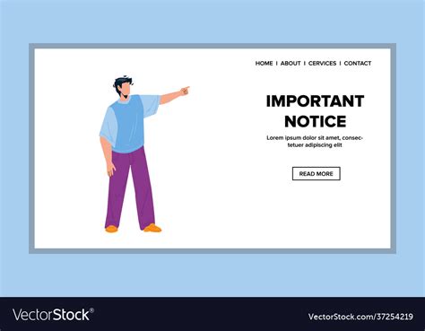 Important Notice Man Raising Forefinger Royalty Free Vector