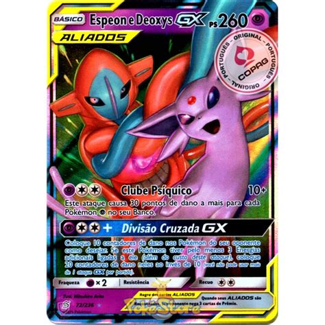 Carta Pokemon Espeon e Deoxys GX Aliados Português Original Copag