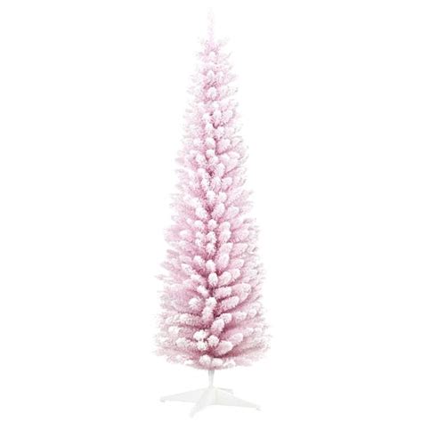 Homcom Ft Unlit Pink Artificial Christmas Tree With Realistic