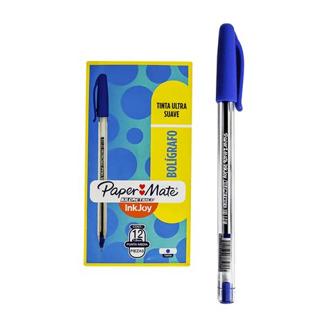 Bol Grafo Azul Punta Media Mm Paper Mate Kilometrico Inkjoy Caja X