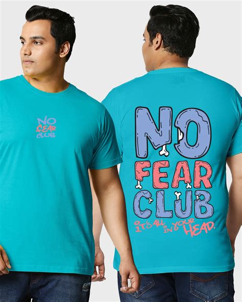 Buy Mens Blue No Fear Club Typography Plus Size T Shirt Online At Bewakoof