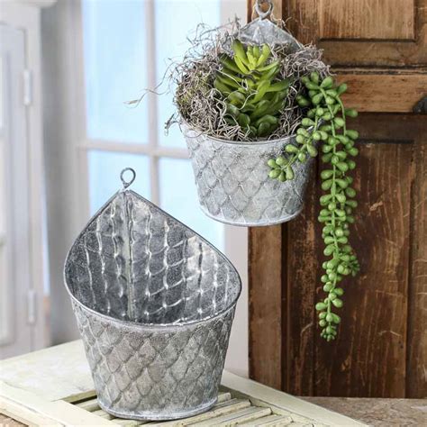 Galvanized Hanging Planters