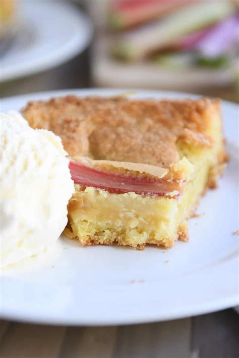 Rhubarb Custard Cake Recipe Mels Kitchen Cafe