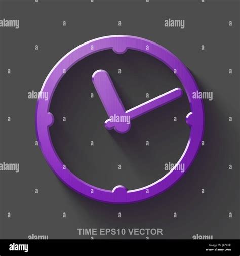 Flat Metallic Timeline 3D Icon Purple Glossy Metal Clock On Gray