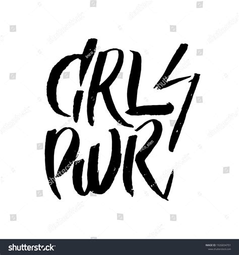 Girl Power Feminist Quote Grl Pwr Brush Royalty Free Stock Vector