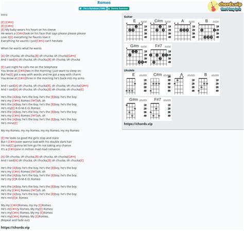 Chord Romeo Tab Song Lyric Sheet Guitar Ukulele Chordsvip
