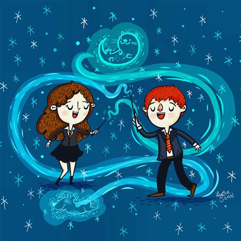 Hermione Granger & Ron Weasley Patronus Harry Potter Fan Art