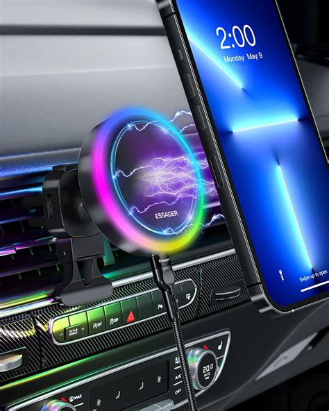 Universal RGB Magnetic Car Phone Holder Wireless Charger