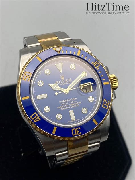 Rolex Submariner Date Oystersteel Yellow Gold K Blue Diamond Dial