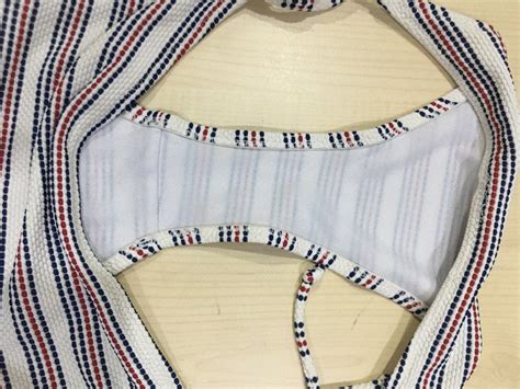 White Stripe Bikini M L Women S Fashion Swimwear Bikinis Swimsuits On Carousell