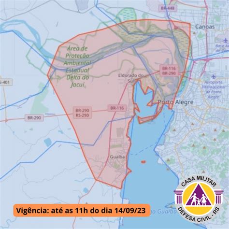 Alerta Inundação Guaíba Em Elevação Defesa Civil Do Rio Grande Do Sul