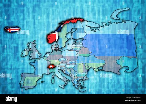 Mapa político de Europa con banderas de países miembro de la asociación