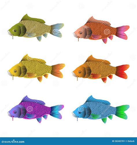 Conjunto de seis pescados ilustración del vector Ilustración de