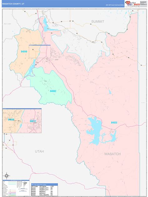 Wasatch County, UT Wall Map Color Cast Style by MarketMAPS - MapSales.com