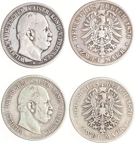 Preussen 2 x 2 Mark 1876 A Wilhelm I 1861 1888 Schön Sehr schön MA