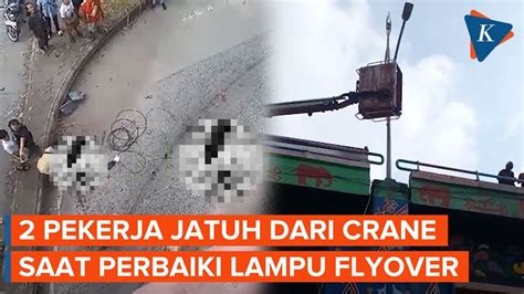 Dua Pekerja Jatuh Dari Crane Saat Perbaiki Lampu Flyover Di Lampung