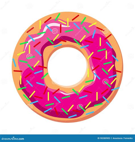 Donut With Pink Frosting And Sprinkles Vector Illustration Stock