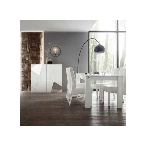 Salle à manger Complète Blanc laqué brillant METRIA L 137 185 x l