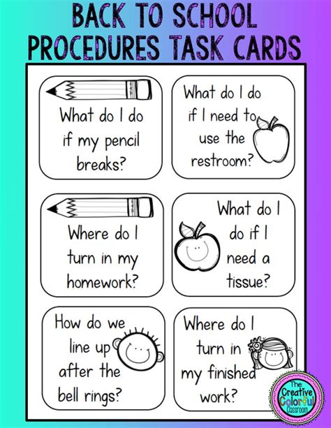 Back To School Classroom Procedure Task Cards Editable School Procedures First Day Of