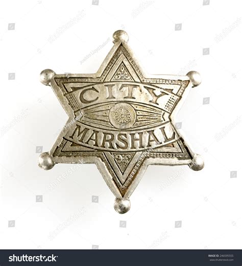 A Vintage Marshal Star Shaped Badge Made Of Metal Stock Photo